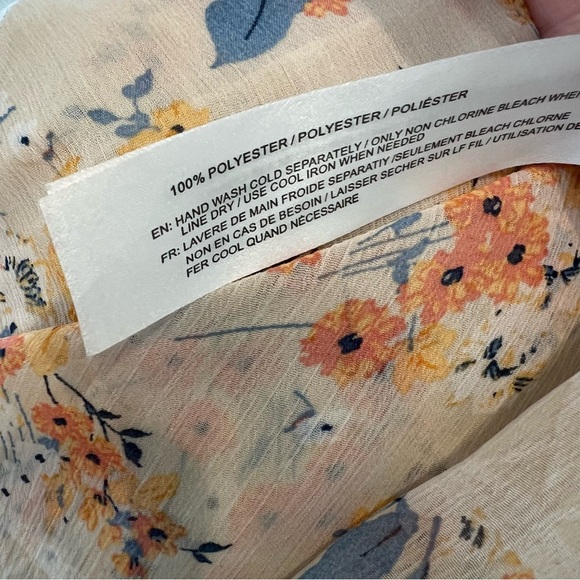 Band of Gypsies Floral Kimono Nude Peach Tones Asymmetric Sleeve Chiffon Sheer - Picture 5 of 10